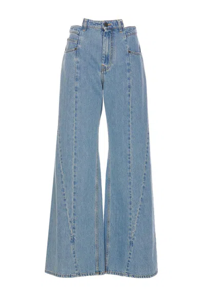 Maison Margiela Wide Leg Jeans Decortique In Blue