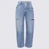 Maison Margiela Womens Blue Icons Cut-out Straight-leg High-rise Jeans In Blue