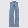 Maison Margiela High-waisted Cut-out Jeans With Wide Leg Silhouette In Blue
