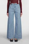 Maison Margiela High-waisted Cut-out Jeans With Wide Leg Silhouette In Blue