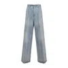 Maison Margiela Pleat Jeans Woman Light Blue In Blue