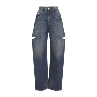 Maison Margiela Blue Cut-out Jeans In Black