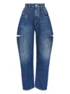 Maison Margiela High-waisted Blue Denim Jeans With Cut-out Details In Blue
