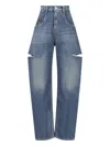 Maison Margiela High-waisted Wide-leg Jeans With Horizontal Cut-out Details In Blue