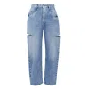 Maison Margiela Light Blue Denim Distressed Straight Leg Jeans With Cut-out In Blue