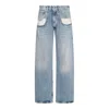 Maison Margiela Blue Jeans With Contrast Pockets In Burgundy