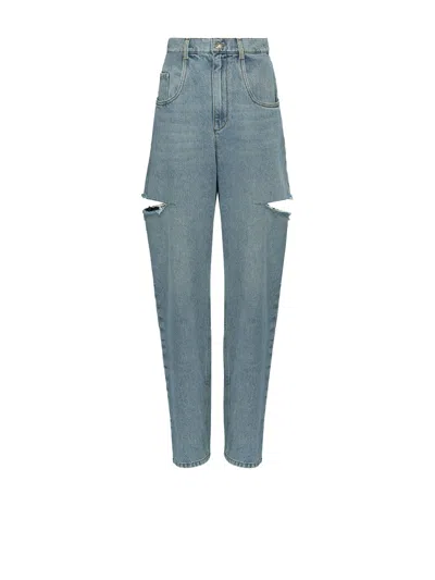 Maison Margiela Denim Jeans With Side Rips In Blue