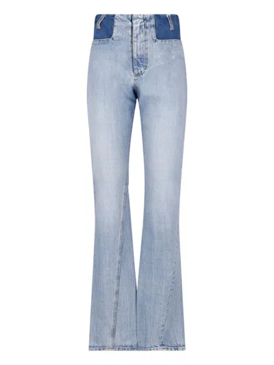 Maison Margiela High-waisted Straight-leg Jeans With Contrast Details In Blue