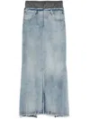 Maison Margiela Light Blue Long Skirt With Front Slit And Five Pocket Design In Denim Woman In Blue
