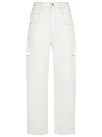 Maison Margiela Denim Jeans With Slash Details Woman White