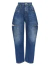 Maison Margiela High-waisted Blue Denim Jeans With Cut-out Details In Blue
