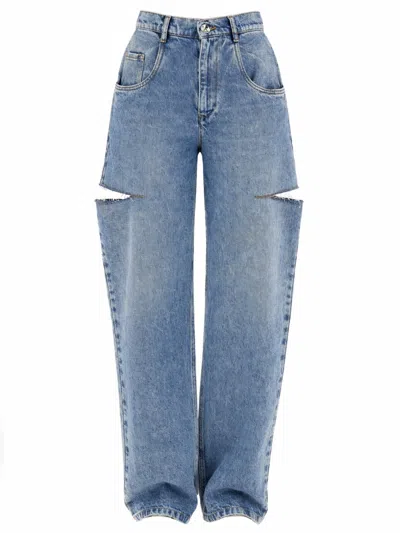 Maison Margiela High-waist Wide-leg Distressed Denim Jeans For Women In Blue