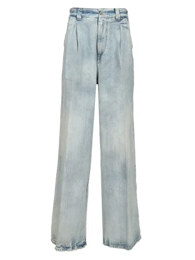 Maison Margiela Jeans With Pleats In Light Blue