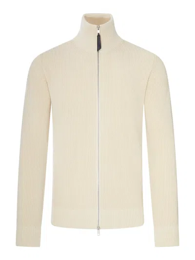 Maison Margiela Jersey Knit Cardigan With Zip In Neutral