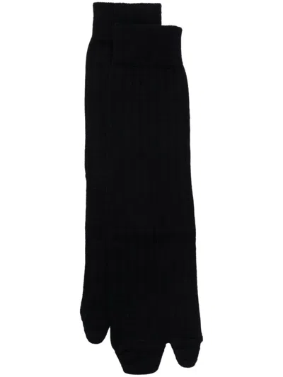 Maison Margiela Jersey-wool Tabi Crew-length Socks Clothing In Blue