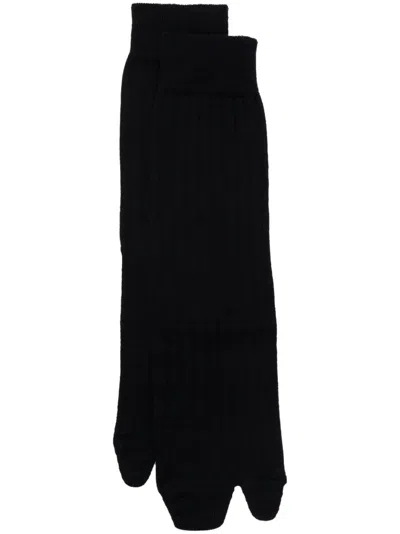 Maison Margiela Jersey-wool Tabi Crew-length Socks In Black