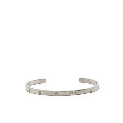 Maison Margiela Men's Numerical Cuff 4mm Bracelet In Silver