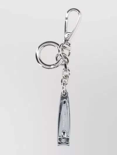 Maison Margiela Key Case And Polished Metal Keyring In Silver
