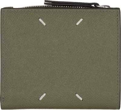 Maison Margiela Khaki Four Stitches Wallet In Green