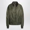 Maison Margiela Padded Nylon Bomber Jacket With Long Sleeves In Green
