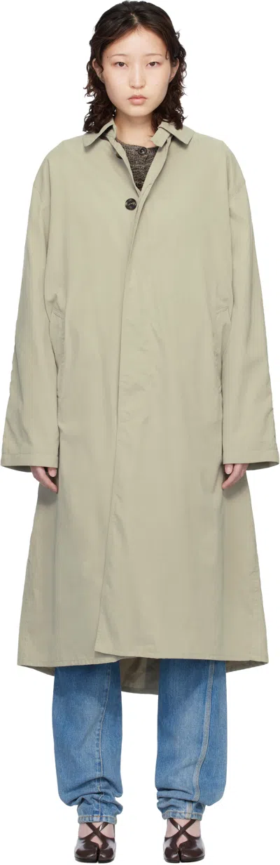 Maison Margiela Khaki Peached Trench Coat In Gray