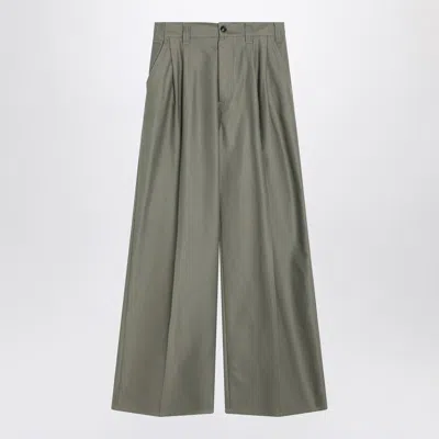 Maison Margiela Khaki Wide-leg Trousers In Green