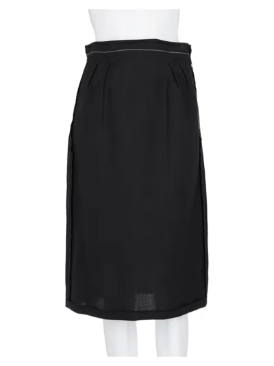 Maison Margiela Knee-length Skirt With Subtle Pleats And Side Pockets In Black