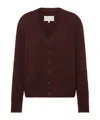 Maison Margiela Washed Wool Knit Cardigan In Red