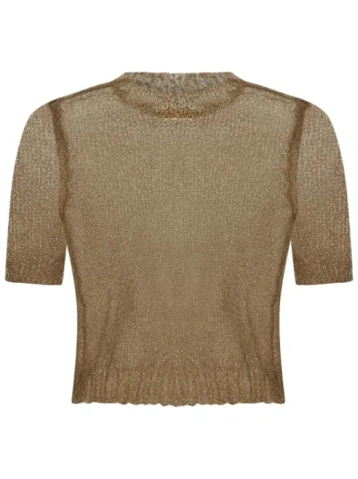 Maison Margiela Knit Short-sleeved Top In Brown