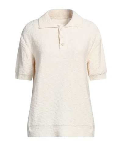 Maison Margiela Knit Short-sleeve Polo Shirt In White