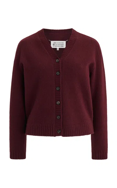 Maison Margiela Knit Wool Cardigan In Bordeaux