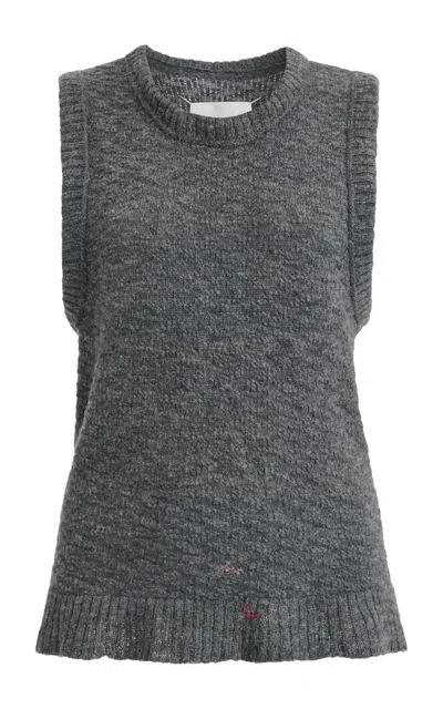 Maison Margiela Knit Wool-linen Sweater Vest In Grey