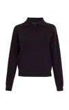 Maison Margiela Knit Wool Polo Top In Brown
