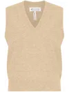Maison Margiela Knitted V-neck Wool Vest In Neutrals