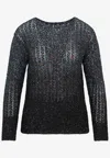 Maison Margiela Dark Blue Battered Sequin Knit Top In Dark Blue