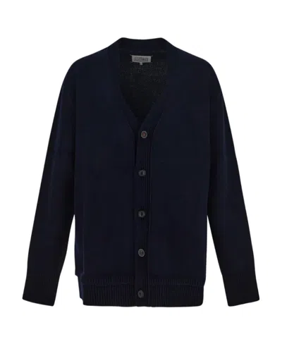 Maison Margiela Knitted Drop-shoulder Cardigan In Black