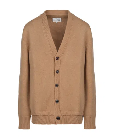 Maison Margiela Knitted Drop-shoulder Cardigan In Beige
