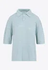 Maison Margiela Short-sleeved Knitted Polo Top In Light Blue