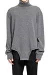 Maison Margiela Roll-neck Long-sleeve Knitted Top In Medium Grey