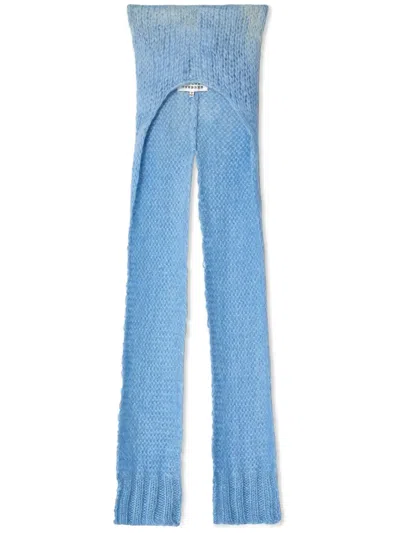 Maison Margiela Knitted Scarf Beanie In Blue