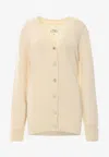 Maison Margiela Cotton Blend Cardigan With Back Iconic Stitching.this Garnment Has Been Treated In Order To Give The In White