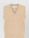 Maison Margiela Knitted V-neck Wool Vest In Pink