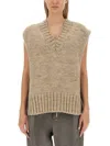 Maison Margiela Knitted Vest In Beige