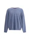 Maison Margiela Pile Knit Sweater Man Blue Jeans In Blue