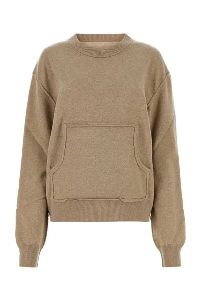 Maison Margiela Woman Melange Cappuccino Wool Blend Sweater In Brown