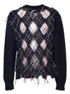 Maison Margiela Distressed-effect Pullover In Blue