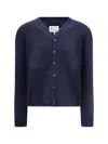Maison Margiela Wool Blend Cardigan In Blue