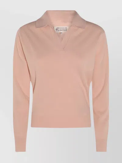 Maison Margiela Knitwear Collared Long Sleeves In Pink