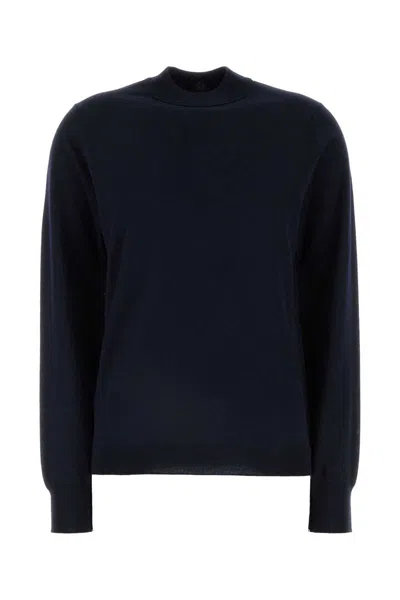 Maison Margiela Midnight Wool Crew Neck Sweater With Long Sleeves In Blue