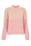 Maison Margiela Cable Knit Mohair Blend Sweater In Pink
